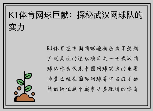 K1体育网球巨献：探秘武汉网球队的实力