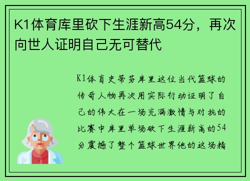 K1体育库里砍下生涯新高54分，再次向世人证明自己无可替代